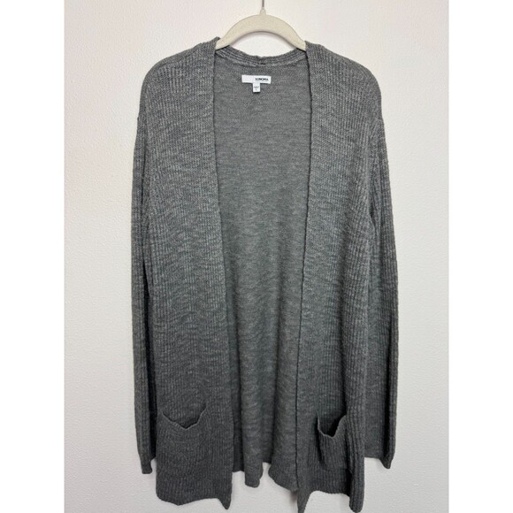 Sonoma Large Longline Cardigan Sweater Gray Open Front Ribbed Knit Long Sleeve - Picture 1 of 11